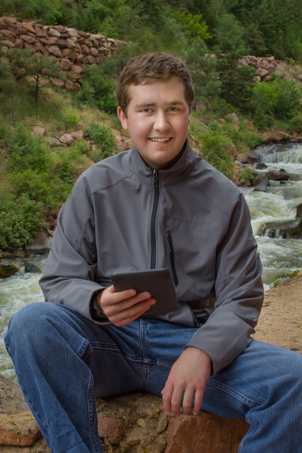 Henry Senior Portrait With His Kindle Reader